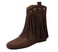 Donna Primavera Inverno Casual Punta rotonda Radice quadrata Tacco basso Tacco nappa Stivali Grandi Dimensioni Stivaletti Stivaletti Stivaletti Donna Tacco plateau, marrone, 35 EU