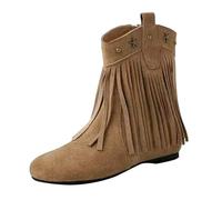Donna Primavera Inverno Casual Punta rotonda Radice quadrata Tacco basso Tacco nappa Stivali Grandi Dimensioni Stivaletti Stivaletti Stivaletti Donna Tacco plateau, cachi, 36 EU