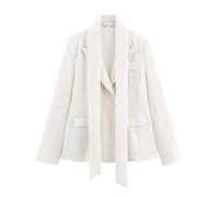 Donna Primavera Solido Casual Blazer Elegante Base Pulsante Singolo Manica Lunga Cappotto Giacca Allentata, Colore dell’immagine., L