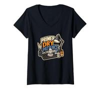 Donna Primer Dry Patience Miniature Pittura Pennello Maglietta con Collo a V