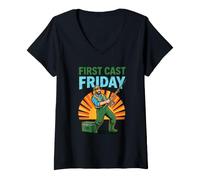 Donna Primo Cast Friday Citazione papà Weekend Pesca Humor Warrior Maglietta con Collo a V
