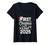 Donna Primo Natale da papà 2025 Nuovo papà 2025 Maglietta con Collo a V