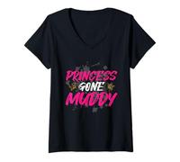 Donna Princess Gone Muddy Muddy Race Mud Run Maglietta con Collo a V
