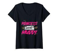 Donna Princess Gone Muddy Muddy Race Mud Run Maglietta con Collo a V