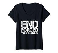 Donna PRO Choice End Forced Motherhood Support Roe V Wade Femminista Maglietta con Collo a V