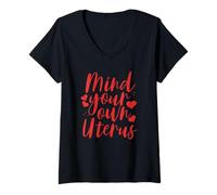 Donna PRO Choice Mind Your Own Uterus PRO Aborto Maglietta con Collo a V