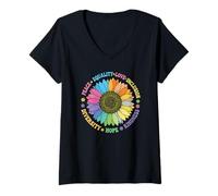 Donna PRO Kindness Peace Equality Love Hope Diversity Human Rights Maglietta con Collo a V