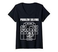 Donna Problem Solving Flowchart Funny Office Humor for Engineers Maglietta con Collo a V