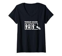 Donna Problema Solved Divorce | Funny Ex Marriage Celebration Gift Maglietta con Collo a V