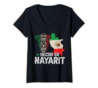 Donna Prodotto a Nayarit in Messico: Orgoglioso Sombrero Messicano Maglietta con Collo a V
