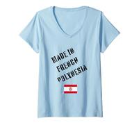 Donna Prodotto in Polinesia Francese con Bandiera Divertente Maglietta con Collo a V