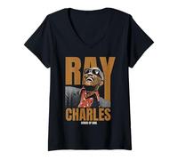 Donna Prodotto ufficiale Ray Charles Jazz Icon - Father Of Soul Maglietta con Collo a V