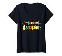 Donna Professional Yapper Funny Retro Teacher Staff Humor Maglietta con Collo a V