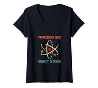 Donna Professore di Logica Presso L'Università di Scienze Vintage Maglietta con Collo a V