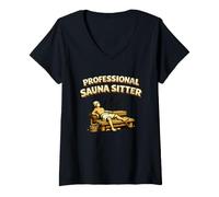 Donna Proffessional Sauna Sitter Sauna a Botte Loyly Steam Sweat Maglietta con Collo a V