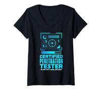 Donna Progettazione certificata del Tester di penetrazione Maglietta con Collo a V