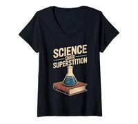 Donna Progettazione del Pensiero razionale della Scienza sulla superstizione Maglietta con Collo a V