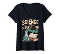 Donna Progettazione del Pensiero razionale della Scienza sulla superstizione Maglietta con Collo a V