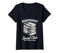 Donna Progettazione della biblioteca per un club sociale bibliotecario Booktrovert Maglietta con Collo a V