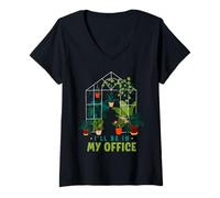 Donna Progettazione di giardinaggio per amanti delle piante in serra con scritta "I'll Be in My Office Maglietta con Collo a V