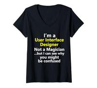 Donna Progettazione interfaccia utente utente Arte Visual Web Mobile Design Lavoro Maglietta con Collo a V