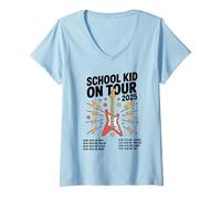 Donna Programma di divertimento di School Kid On Tour 2025 Maglietta con Collo a V