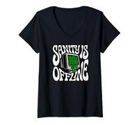 Donna Programmer Coder Sanity Is Offline Retro Tech Maglietta con Collo a V