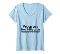 Donna Progress Not Perfection Inspirational Self Improvement Maglietta con Collo a V