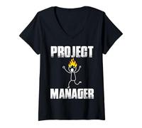 Donna Project Manager Divertente Maglietta con Collo a V