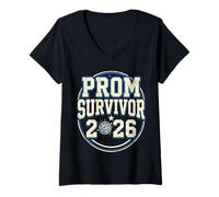 Donna Prom Survivor 2026 Dance Night Humor Boys Maglietta con Collo a V