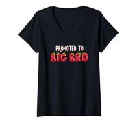 Donna Promosso a Big Bro Strawberry First Birthday Family Party Maglietta con Collo a V