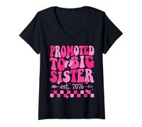 Donna Promosso a Big Sister 2026 Diventare Big Sis Finalmente Groovy Maglietta con Collo a V