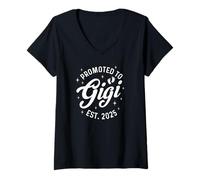 Donna Promosso a Gigi 2025 Annuncio Baby Maglietta con Collo a V