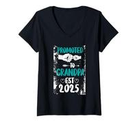 Donna Promosso a Nonno est. Annuncio del bambino dei nonni 2025 Maglietta con Collo a V