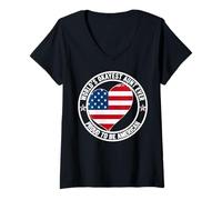 Donna Promosso A Zia Best American Aunt World Okayest Aunt Ever Maglietta con Collo a V