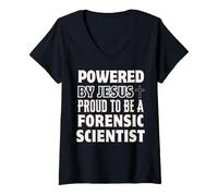 Donna Promosso da Gesù Orgoglioso di Essere Scienziato forense Christian Maglietta con Collo a V