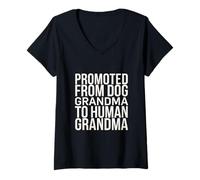 Donna Promoted From Dog Grandma To Human Grandma ---- Maglietta con Collo a V