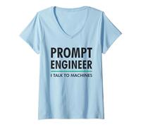 Donna Prompt Engineer Parlo con Le Macchine AI/ML Geek & Nerd Design Maglietta con Collo a V