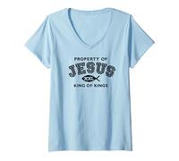 Donna proprietà di Jesus King of Kings XXL Maglietta con Collo a V