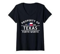 Donna proprietà di Texas Forth Worth Maglietta con Collo a V