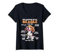 Donna Proprietario del Cane Beagle T Anatomia del Beagle Che Maglietta con Collo a V