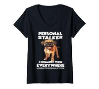 Donna Proprietario del Cane Boxer Gassi basato sul Pugile Tedesco Maglietta con Collo a V
