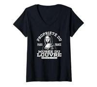 Donna Propriété du Musée du Louvre La Joconde (Monna Lisa) Maglietta con Collo a V