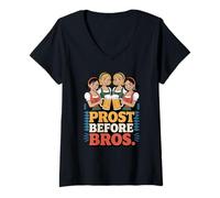 Donna Prost Before Bros Funny Oktoberfest Group Beer Drinking Maglietta con Collo a V
