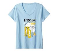 Donna Prost Cheers Oktoberfest Bere Meme Birra Tedesca Bavarese Maglietta con Collo a V