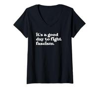 Donna Protect Democracy It's A Good Day to Fight Fascism Resist Maglietta con Collo a V