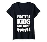 Donna Protect Kids Not Guns Anti Gun Violence Maglietta con Collo a V