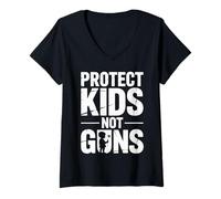 Donna Protect Kids Not Guns Anti Gun Violence Maglietta con Collo a V