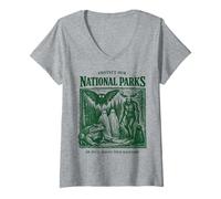 Donna Protect Our National Parks Mothman Cryptid Weirdcore Horror Maglietta con Collo a V
