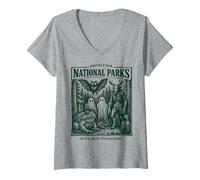 Donna Protect Our National Parks Mothman Cryptid Weirdcore Horror Maglietta con Collo a V